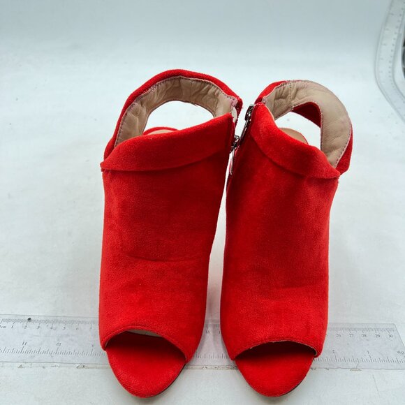 YDN Red Peep Toe Stiletto High Heel Cutout Slingback Side Zippers Short Booties - Picture 3 of 8